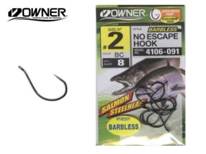 Owner Barbless No Escape Hooks, Red, 1/0