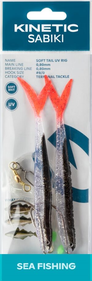Kinetic Sabiki Soft Tail UV Rig #8/0 Black Fire