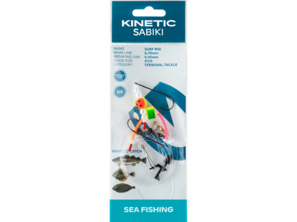 Kinetic Sabiki Surf Fladfiskforfang #1/0 Fire Tiger/Pearl