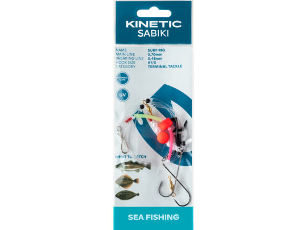 Kinetic Sabiki Surf Fladfiskforfang #1/0 Red/Pearl