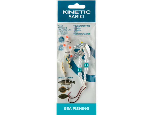 Kinetic Sabiki Tournament Fladfiskforfang #1/0 Blue Pearl/ Silver