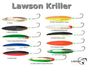 Lawson Kriller Gennemløbs Blink Dark Green/Pearl/Red Butt 16g