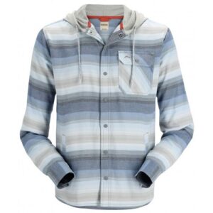 Simms Santee Flannel Hoody Navy/Storm/Steel Blue Stripe