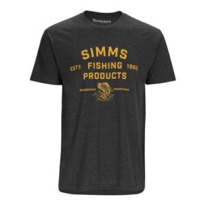 Simms Stacked Logo Bass T-Shirt Charcoal Heather