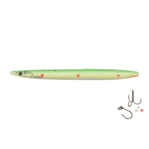Savage Gear Line Thru Sandeel Hotspot 11cm - 15gr Flou Green Red Dots - Gennemløber