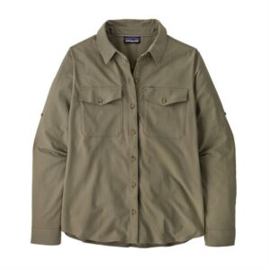 Patagonia Womens LS Self Guided Sun Shirt, River Rock Green